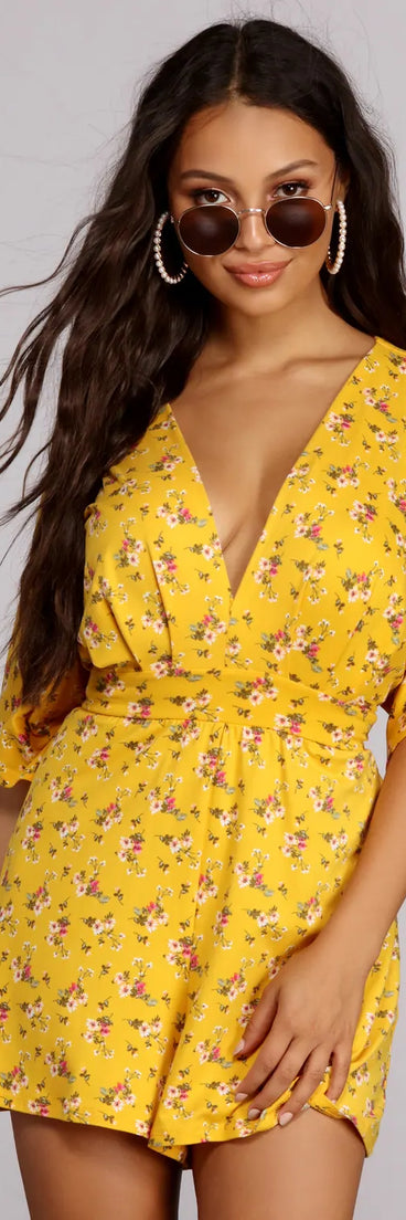 Mini Bouquet Kimono Sleeve Romper