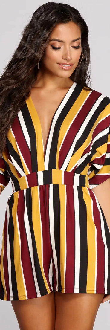 Seeing Stripes Kimono Sleeve Romper