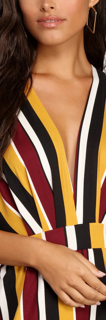 Seeing Stripes Kimono Sleeve Romper