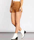Faux Suede Lace Up Shorts