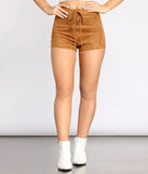 Faux Suede Lace Up Shorts
