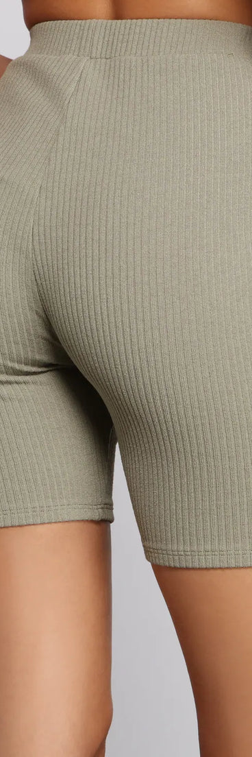 Effortlessly Trendy Ribbed Biker Shorts