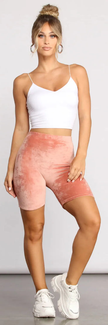 Crushing On You Velvet Biker Shorts