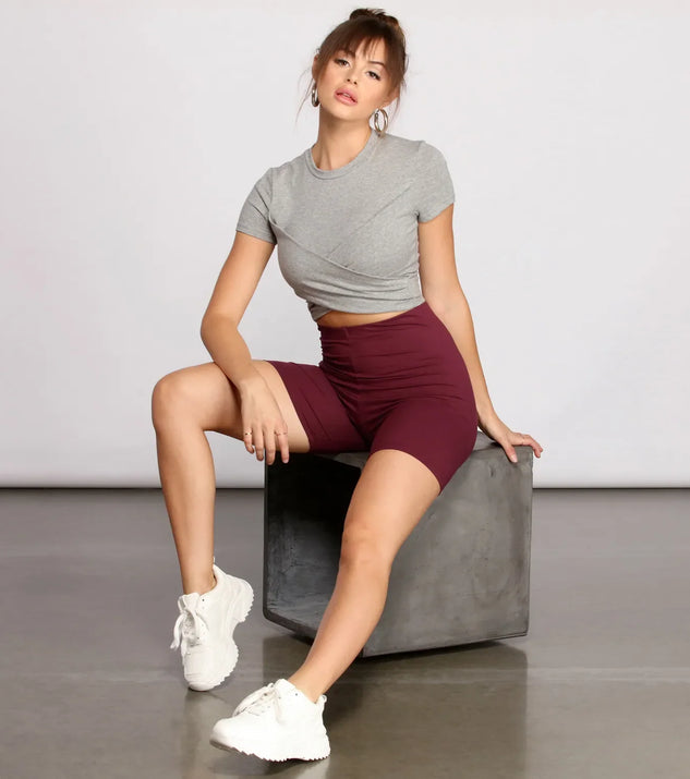 Brushed Knit Biker Shorts