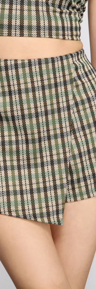 Preppy Glam Plaid Skort