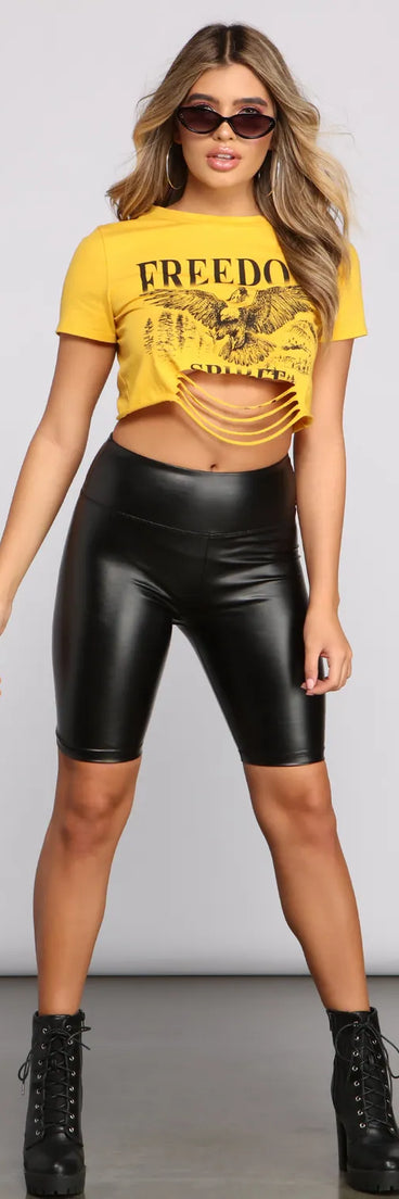 Faux Leather Biker Shorts