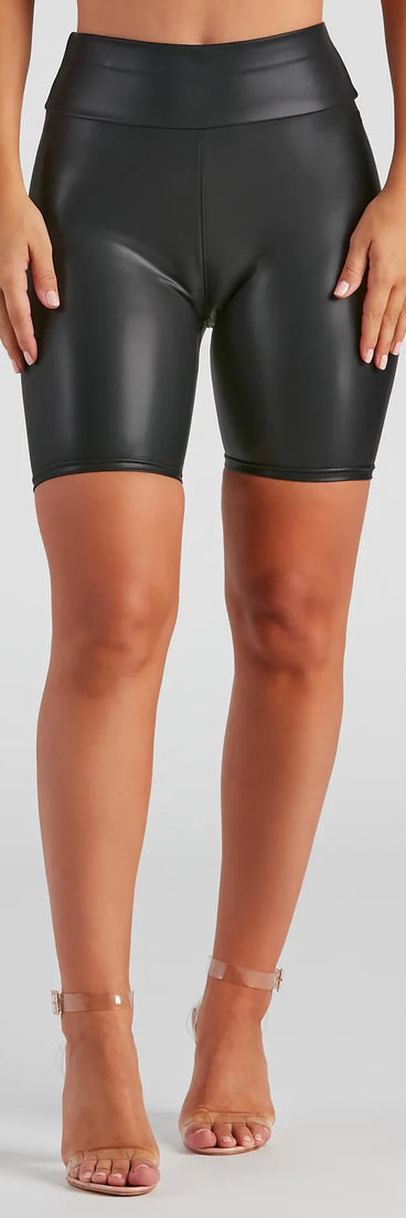 Faux Leather Biker Shorts