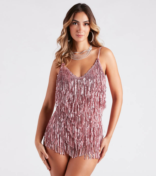 Spark Up The Glamour Sequin Fringe Romper | Windsor