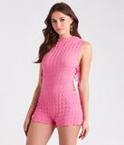 Feeling Bubbly Mock Neck Texture Romper