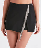 Dare To Dazzle Ponte Rhinestone Fringe Skort