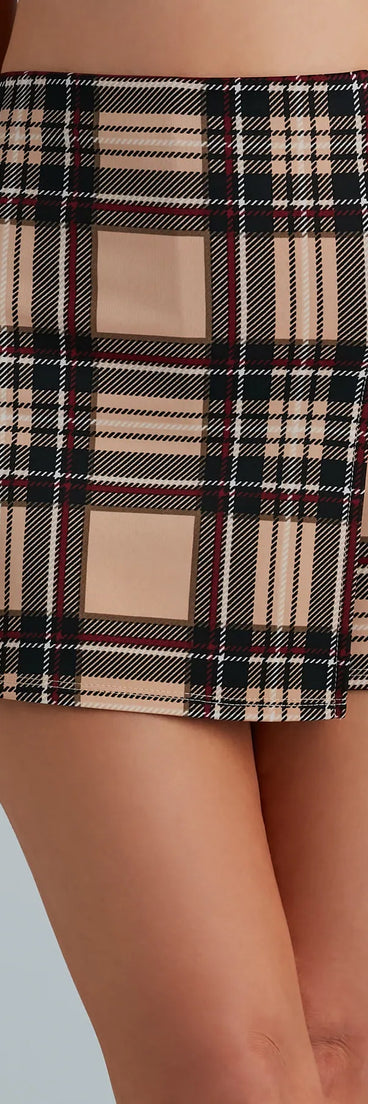 Class In Session Plaid High Slit Mini Skort