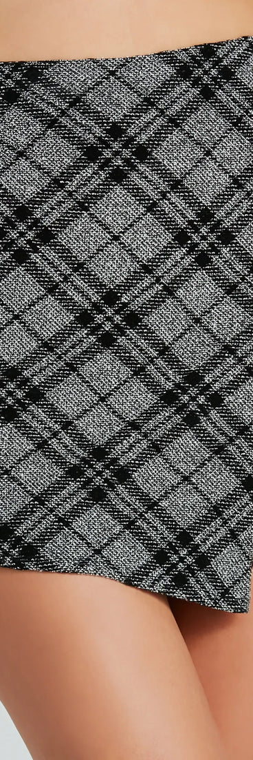 Preppy Plaid Babe High Rise Slit Skort