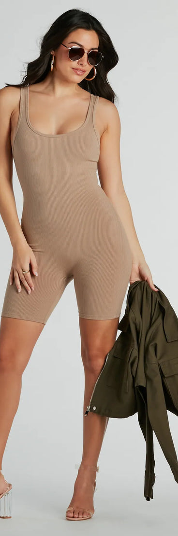 Casual Encounters Scoop Neck Knit Tank Romper