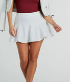 Perfect for creating a fashionable Valentine's Day outfit, the Preppy Girl High Waist Ponte Skater Skort is a chic white bottom for women with romantic and modern flair, ideal for date night or Galentine’s celebrations.