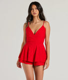 Adoring Style V-Neck Tie Eyelet Skater Romper