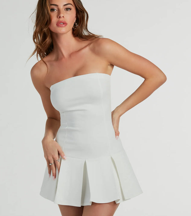 All The Likes Strapless Pleated Ponte Romper | Windsor All The Likes Strapless Pleated Ponte Romper | Windsor