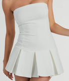 Perfect as a dress alternative for a date-night outfit, wedding guest attire, and cocktail party dress alike, the All The Likes Strapless Pleated Ponte Romper is a women's ivory romper that combines a stylish, unique design with festive colors and on-trend details for a standout look!