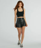 Spice Things Up Ruffled Faux Leather Skort