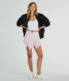 Looking Lovely Hanky Hem Knit Mini Skort, a trendy blush addition to women's going-out outfits, is ideal for Christmas party outfits, chic NYE attire, or winter night-out looks that keep you on-trend!