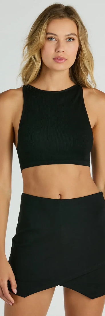 The Always A Sensation High-Rise Ponte Skort in black is a women's workwear essential with an elevated fabric and chic silhouette, ideal for layering and versatile enough to take your look from office chic to going-out ready!