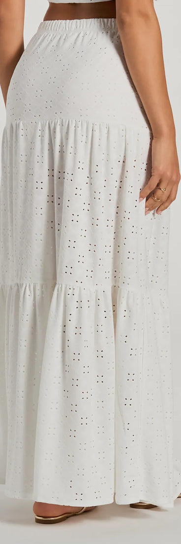 Vibe Of Summer High Rise Eyelet Maxi Skirt