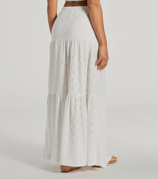 [RIBBONBIT] / ☆ Lris Eyelet Skirt / Ivory Vibe Of Summer High Rise Eyelet Maxi Skirt | Windsor