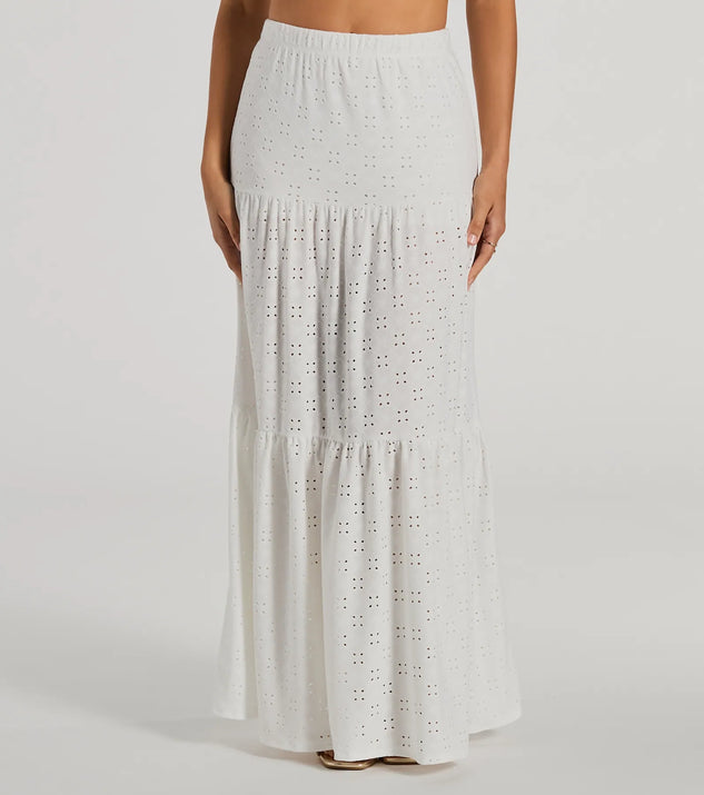 Vibe Of Summer High Rise Eyelet Maxi Skirt | Windsor
