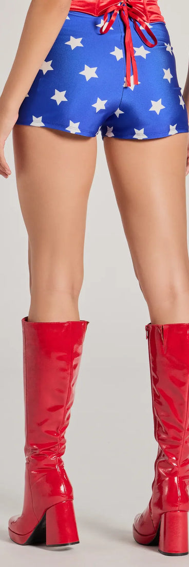 Lady Justice Star Print Hot Shorts