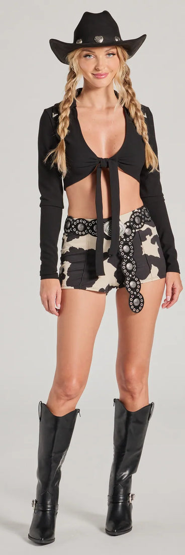 
Upgrade your style game for 2025 with the Cowgirl Outlaw Cow Print Hot Shorts in black, perfect for any fashion-forward wardrobe.