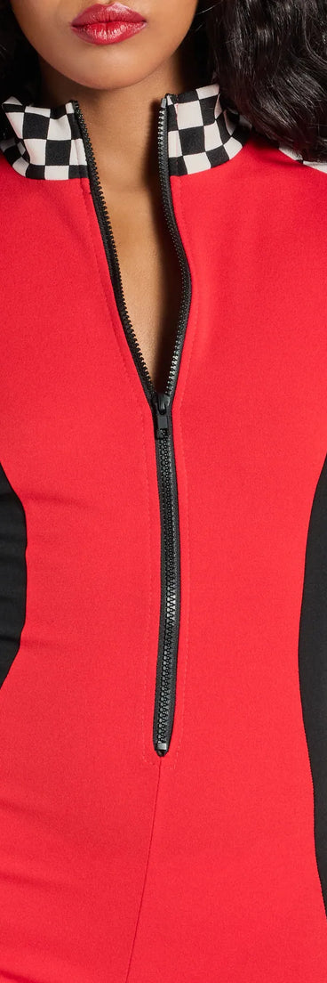 Turbo Circuit Racer Checkered Romper