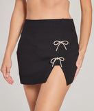 Create bold, fashion-forward looks for summer with the Exceptionally Precious Rhinestone Bow Ponte Skort in black, a must-have piece from Windsor’s collection of stylish bottoms for women.