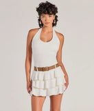 Perfect as a dress alternative for a date-night outfit, wedding guest attire, and cocktail party dress alike, the Trendy Slay Ruffled Drop Waist Romper is a women's ivory romper that combines a stylish, unique design with festive colors and on-trend details for a standout look!