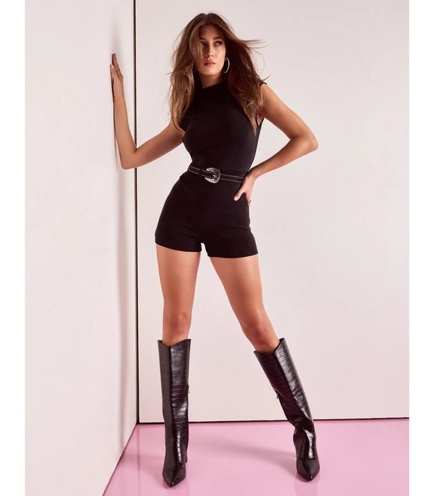 Cool Girl Style Mock Neck Knit Romper | Windsor Cool Girl Style Mock Neck Knit Romper | Windsor