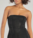 Revamp your 2025 wardrobe with this chic addition, the Popstar Diva Strapless Rhinestone Romper in black, perfect for elevating your style in the new year.