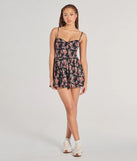 The Thriving Allure Sweetheart Floral Romper in black brings edge and energy to your vibe, ready to elevate any festival look or concert outfit.