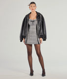 Create bold, fashion-forward looks for spring or summer with the Adorable Factor Plaid Strapless Drop Waist Romper in black, a must-have piece from Windsor’s collection of stylish bottoms for women.