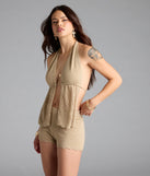 Choosing the taupe shorts says you’re ready to show off in the Feelin' Boho Scallop Hem Knit Hot Shorts, a warm-weather staple that elevates your outfit and seasonal style.