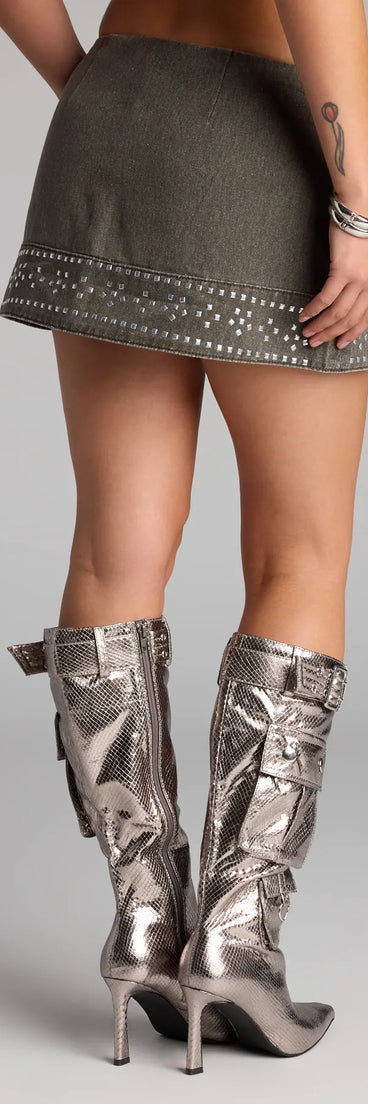 Style up your rotation with the It-Girl Energy Studded Denim Mini Skirt , a trendy brown skirt made to anchor every outfit with attitude and ease.