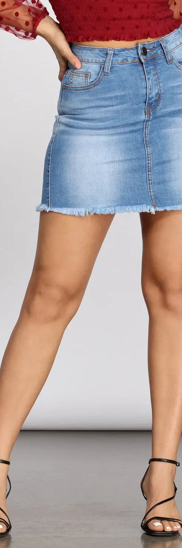 Sunz Out Frayed Denim Mini Skirt