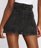 Babe Alert Button Front Jean Mini Skirt