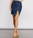 Frayed Not Side Button Denim Mini Skirt