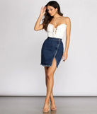 Frayed Not Side Button Denim Mini Skirt