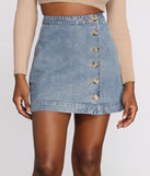 Button Front Jean Mini Skirt