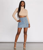 Button Front Jean Mini Skirt
