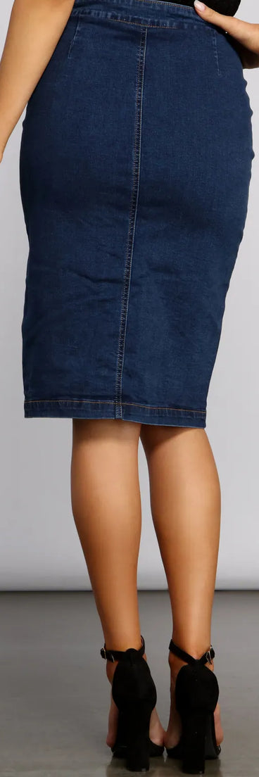 By Your Side Button Down Denim Skirt