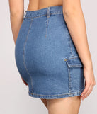 Button Up Cargo Denim Mini Skirt