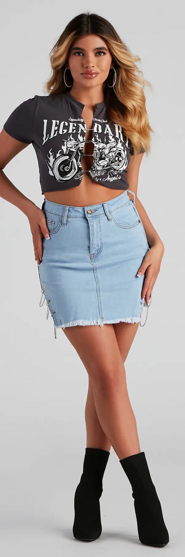 Harley Chain-Detail Denim Mini Skirt by Windsor Denim