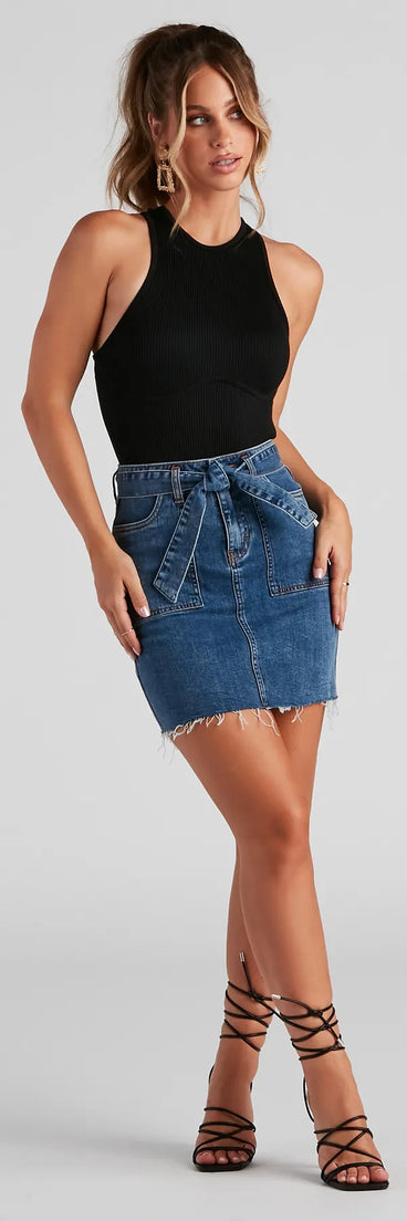 Mary Tie-Waist Mini Skirt by Windsor Denim
