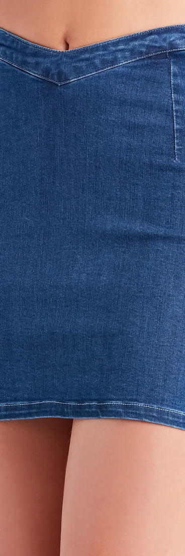Ready, Set, Slay V-Waist Denim Mini Skirt