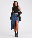 Elevate the Game Denim Slit Midi Skirt